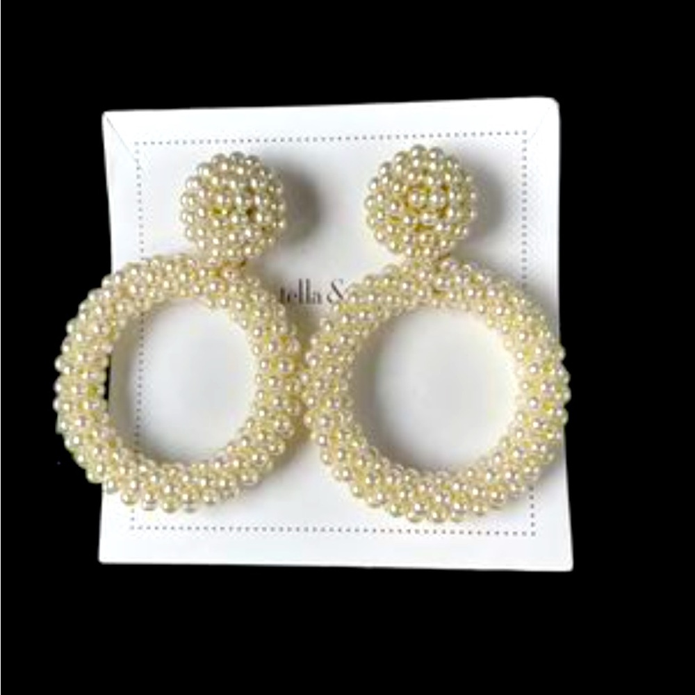 Stella & Dot Oh Ya Earrings, stunning pearl beaded classy statement earrings